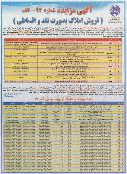 مزایده ، مزایده فروش 122 فقره از املاک مازاد