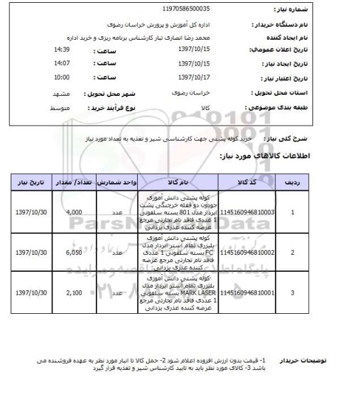 استعلام, خرید کوله پشتی 