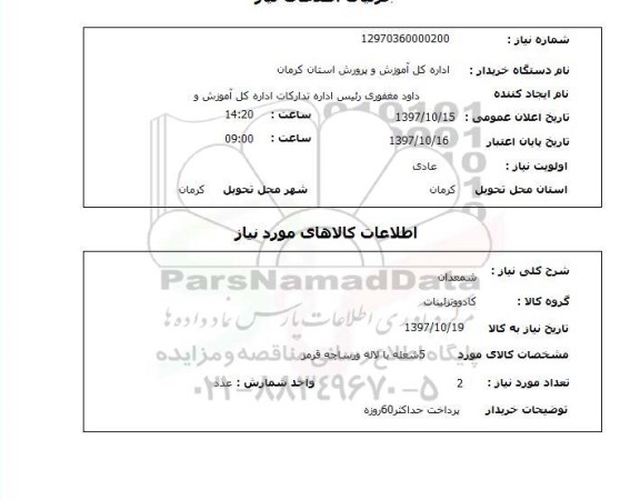استعلام, استعلام شمعدان