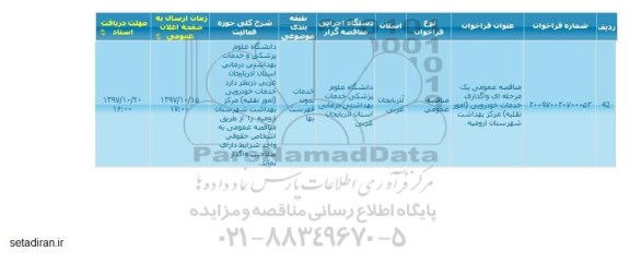 مناقصه عمومی , مناقصه عمومی واگذاری خدمات خودرویی 