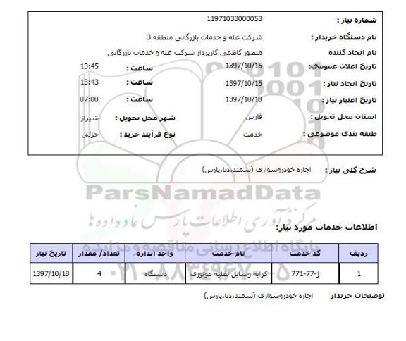 استعلام,استعلام اجاره خودرو سواری