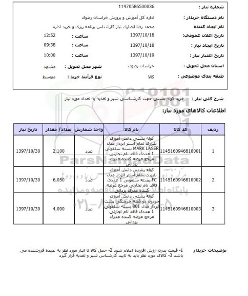 استعلام, خرید کوله پشتی 