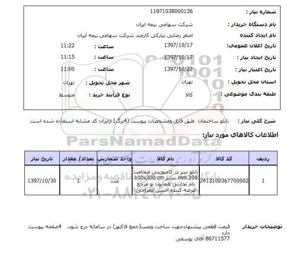 استعلام, تابلو ساختمان 