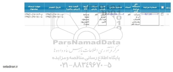 مزایده   فروش خودرو مزدا 