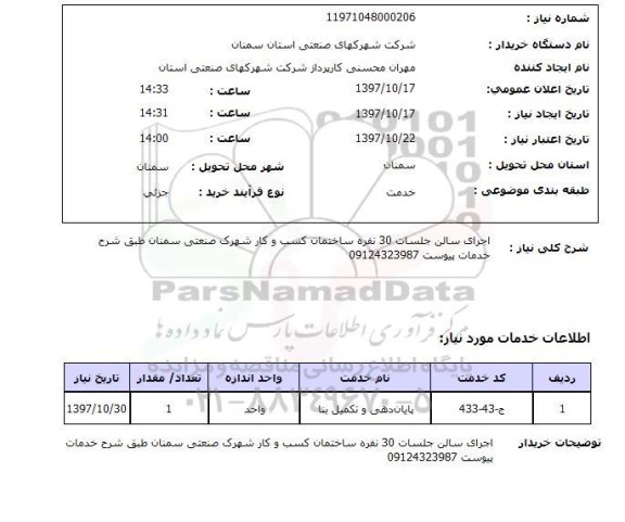 استعلام, استعلام   اجرای سالن جلسات ....