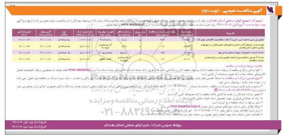 آگهی مناقصه عمومی, مناقصه تکمیل پل بتنی به همراه زیرسازی و آسفالت- نوبت دوم 