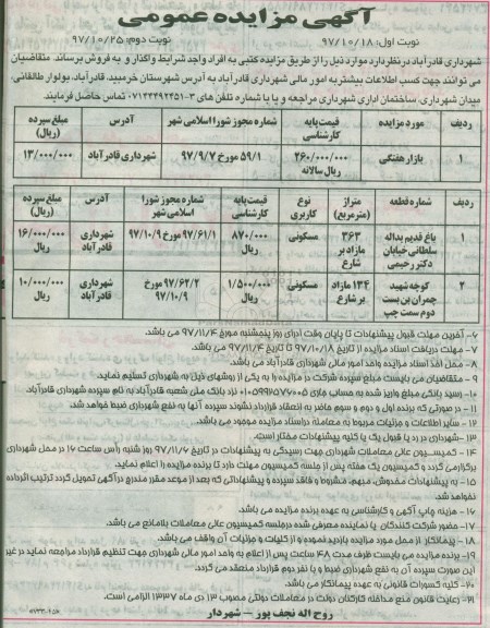 مزایده ,مزایده واگذاری بازار هفتگی و ...