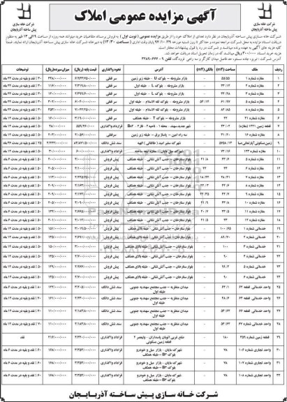 آگهی مزایده ،مزایده فروش املاک