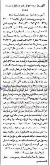 مزایده،مزایده ششدانگ ملک کشاورزی 