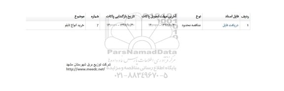 مناقصه ، مناقصه خرید انواع تابلو 