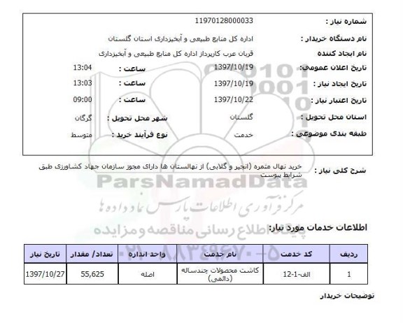 استعلام, استعلام خرید نهال مثمره (انجیر و گلابی)