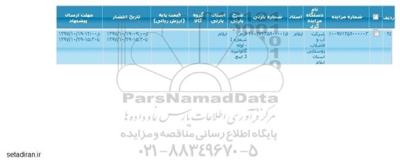 مزایده، مزایده لوله گالوانیزه 3 اینچ