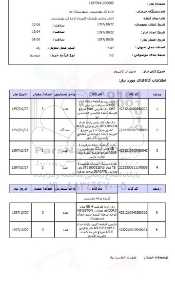 استعلام,تجهیزات کامپیوتر