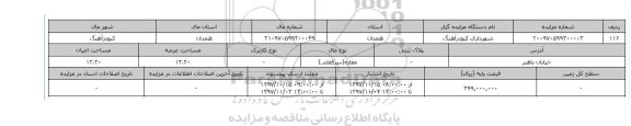 مزایده,مزایده سرقفلی عرصه 13.30