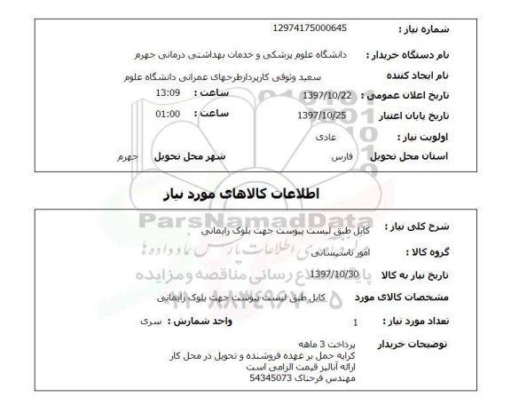 استعلام, کابل 