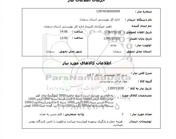 استعلام, برنج خاطره، چای، قند شکسته و ....