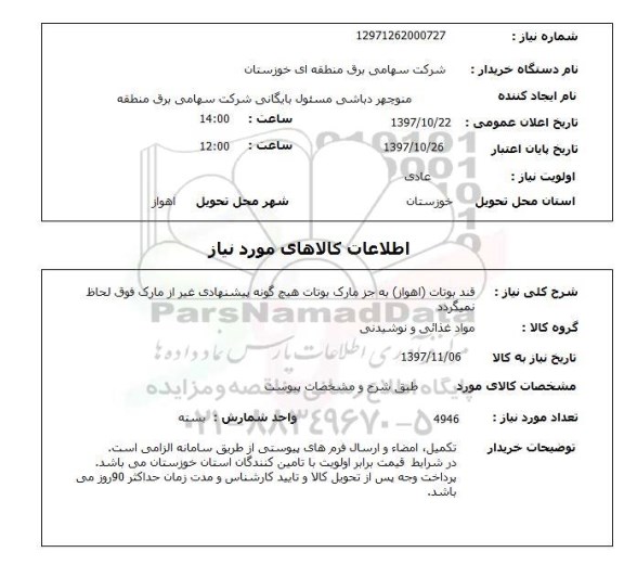 استعلام,  قند بوتات