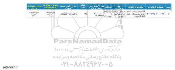 مناقصه ,مناقصه خرید یک دستگاه راکتور 