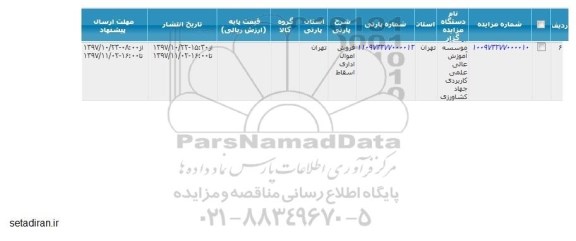 مزایده ، مزایده فروش اموال اداری اسقاط 