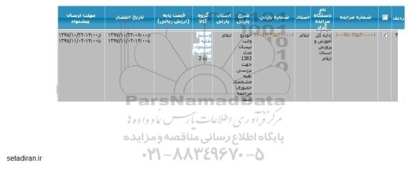 مزایده ، مزایده خودرو وانت نیسان