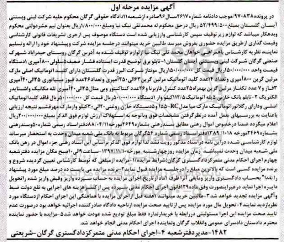 مزایده، مزایده تابلو برق