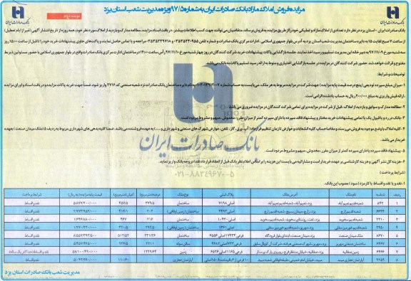 مزایده،مزایده فروش املاک مازاد نوبت دوم 