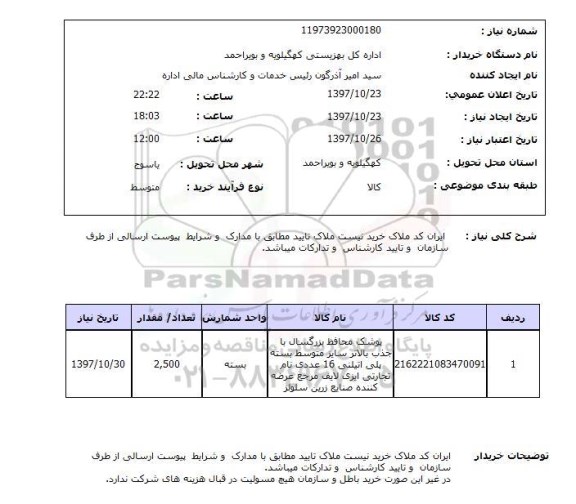 استعلام, پوشک محافظ بزرگسال 
