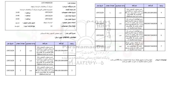 استعلام; استعلام شیر صنعتی کشویی...