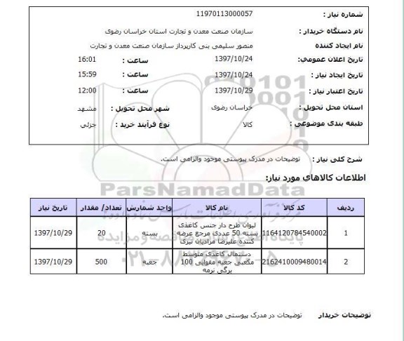 استعلام, لیوان و دستمال کاغذی 