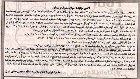 مزایده , مزایده یک دستگاه جرثقیل ...