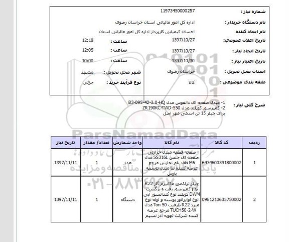 استعلام, استعلام  1-مبدل صفحه ای دانفوس مدل  B3-095-42-3.0-HQ ...