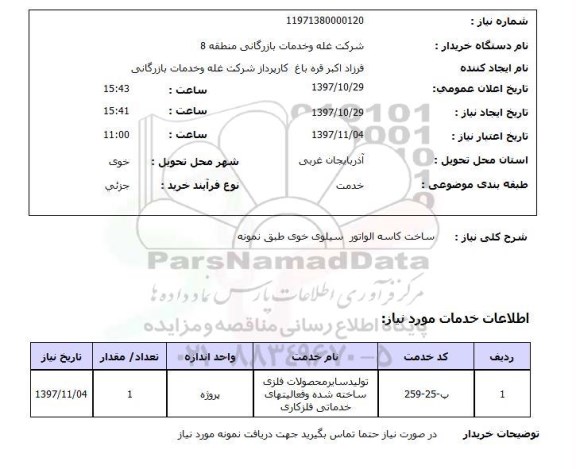 استعلام,ساخت کاسه الواتور