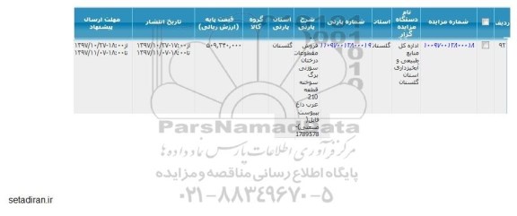 مزایده  فروش مقطوعات درختان سوزنی برگ