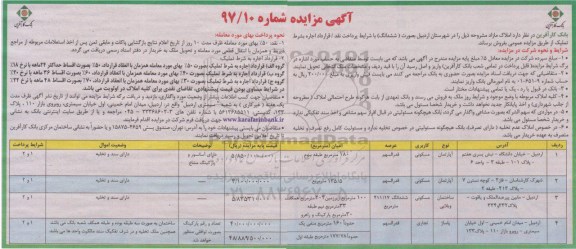 مزایده ،مزایده فروش املاک مازاد کاربری مسکونی و تجاری