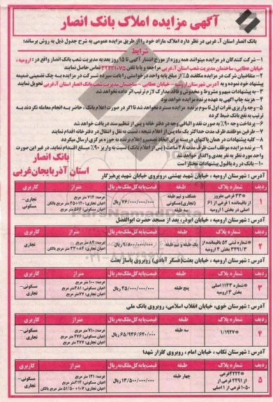 مزایده مزایده فروش املاک مازاد کاربری تجاری و مسکونی