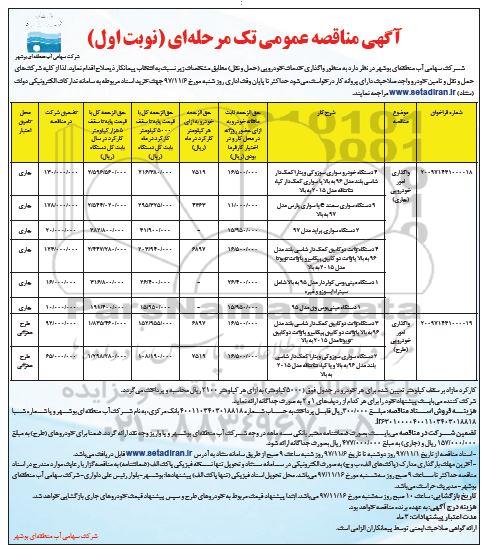 مناقصه , مناقصه واگذاری خدمات خودرویی (حمل و نقل)