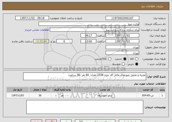 استعلام تجزیه و تحلیل صورتهای مالی کد دوره 2336 تعداد، 60 نفر ،36 ساعت