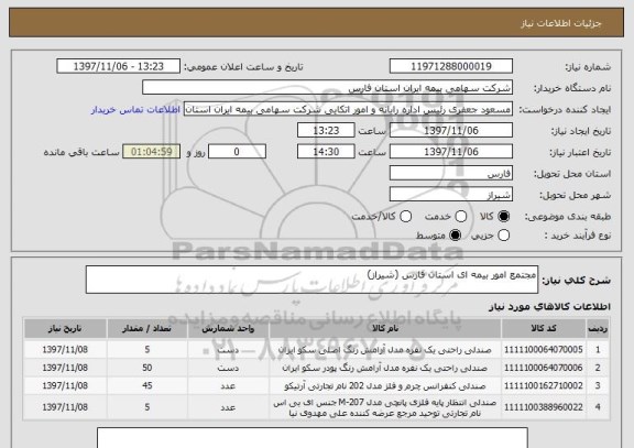 استعلام مجتمع امور بیمه ای استان فارس (شیراز)