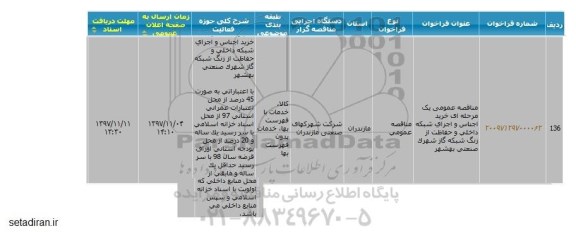 مناقصه  خرید اجناس و اجرای شبکه داخلی ...
