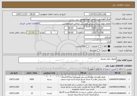 استعلام ظروف یکبار مصرف 