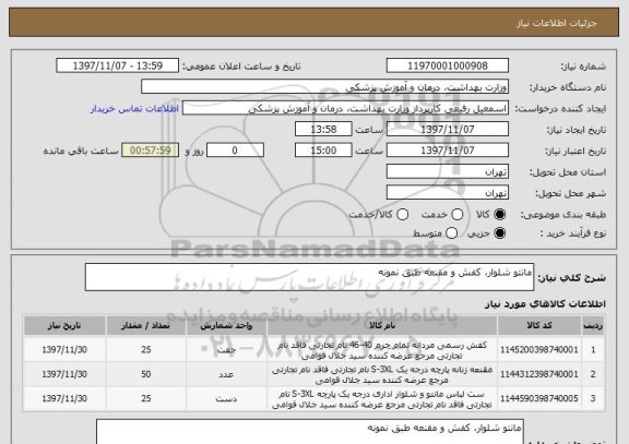 استعلام مانتو شلوار، کفش و مقنعه طبق نمونه