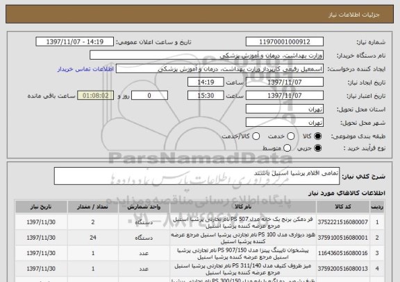استعلام تمامی اقلام پرشیا استیل باشند