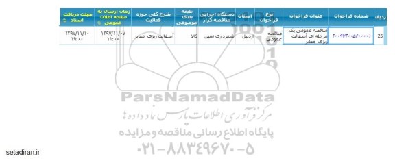 مناقصه ، مناقصه آسفالت ریزی معابر 