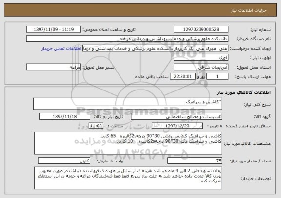 استعلام *کاشی و سرامیک