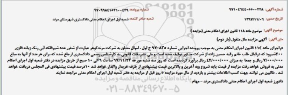 آگهی مزایده , مزایده شش عدد شیر فلکه آبی