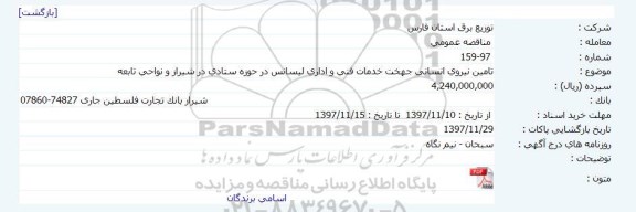 مناقصه,مناقصه تامین نیروی انسانی