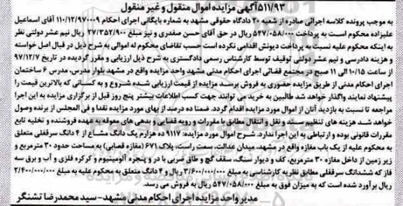 مزایده ،مزایده مغازه به مساحت 30مترمربع 