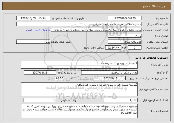 استعلام گلاسه شیبرو جور 1 دسرمه ای 