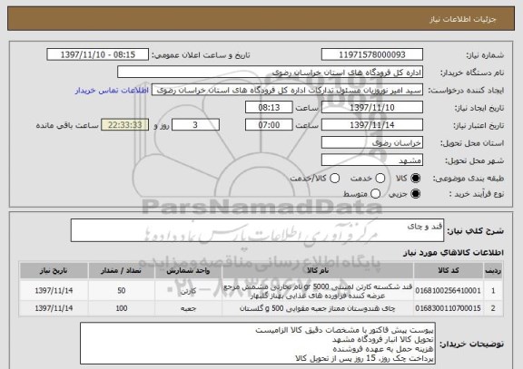 استعلام قند و چای