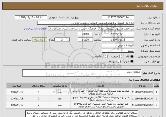استعلام مبلمان اداری 